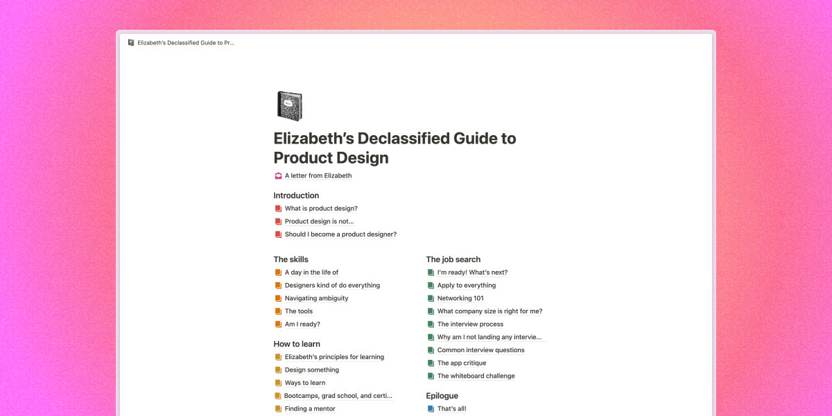 elizabeth's declassified guide to product design